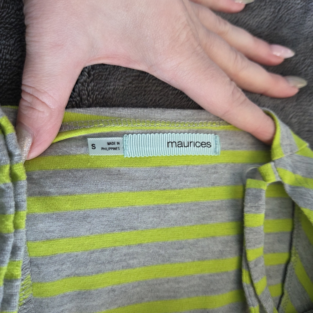 ☀️ 3/$15 - Striped Green and Gray Women's Dress - Picture 3 of 7